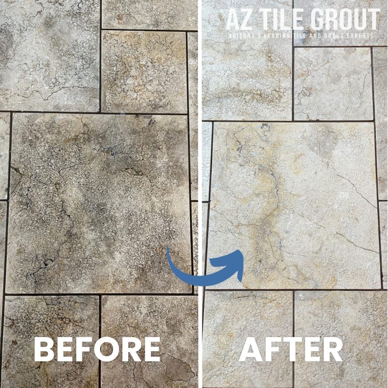 BEFORE & AFTER Travertine Refinishing, Cleaning and Sealing