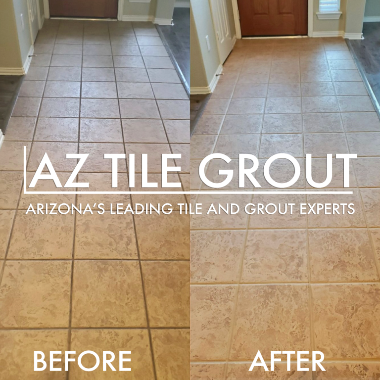 before and after tile cleaning with logo